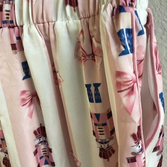 Coquette pink stripe shorts velvet feel tie bloomers feminine - Picture 3 of 9